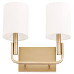 Tempo 2-Light Wall Sconce - Aged Brass / White