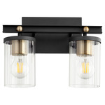Empire Bathroom Vanity Light - Textured Black / Aged Brass / Clear