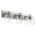 Kaplan Bathroom Vanity Light - Satin Nickel / Clear Seeded