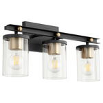 Empire Bathroom Vanity Light - Textured Black / Aged Brass / Clear