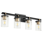 Empire Bathroom Vanity Light - Textured Black / Aged Brass / Clear