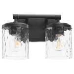 Starky Bathroom Vanity Light - Matte Black / Clear Hammered