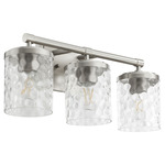 Starky Bathroom Vanity Light - Satin Nickel / Clear Hammered