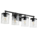 Starky Bathroom Vanity Light - Matte Black / Clear Hammered