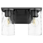 Steinway Bathroom Vanity Light - Matte Black / Clear Hammered