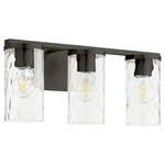 Steinway Bathroom Vanity Light - Matte Black / Clear Hammered