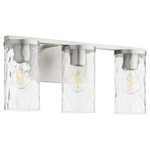 Steinway Bathroom Vanity Light - Satin Nickel / Clear Hammered