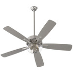 Ovation Ceiling Fan with Bowl Light - Satin Nickel / Silver-Weathered Gray / Clear