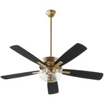 Ovation Ceiling Fan with Bowl Light - Aged Brass / Matte Black-Walnut / Clear