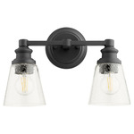 Dunbar Bathroom Vanity Light - Textured Black / Clear Seeded