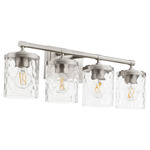 Starky Bathroom Vanity Light - Satin Nickel / Clear Hammered