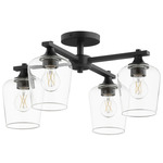 Veno Semi Flush Ceiling Light - Matte Black / Clear