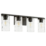 Steinway Bathroom Vanity Light - Matte Black / Clear Hammered