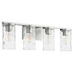 Steinway Bathroom Vanity Light - Satin Nickel / Clear Hammered