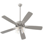 Ovation 52 Inch Ceiling Fan - Satin Nickel / Silver-Weathered Gray / Clear