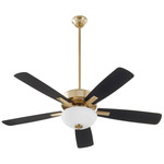 Ovation Ceiling Fan with Bowl Light - Aged Brass / Matte Black-Walnut / Opal