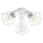 3-Light Cage Damp Location Fan Light Kit - Studio White