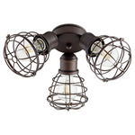 3-Light Cage Damp Location Fan Light Kit - Oiled Bronze