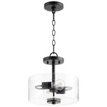 Dakota Semi Flush Ceiling Light - Black / Clear Seeded