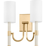 Gustine Double Wall Sconce - Vintage Gold Leaf / White