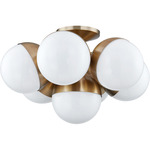 Cupertino Semi Flush Ceiling Light - Patina Brass / Opal