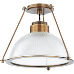 Glint Semi Flush Ceiling Light - Patina Brass / Clear