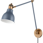 Makin Swing Arm Wall Light - Patina Brass / Soft Blue