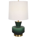 Trentino Table Lamp - Antique Brass / Emerald Green / White Linen
