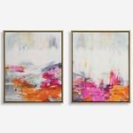 Color Theory Framed Canvas Set of 2 - Gold / Multicolor