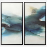 September Desert Framed Canvas, Set of 2 - Black / Teal