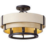 Blonde Moment Semi Flush Ceiling Light - Matte Black / Honey / Medium Oak / Steel