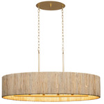 Jacob Linear Oval Pendant - French Gold / Rattan