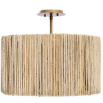 Jacob Semi Flush Ceiling Light - French Gold / Rattan