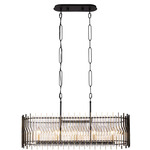 Park Row Linear Pendant - Matte Black / French Gold / Clear