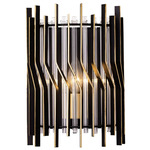 Park Row Wall Sconce - Matte Black / French Gold / Clear