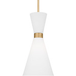 Belcarra Small Pendant - Satin Brass / Opal Etched