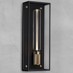 Caged Wet Wall Light - Black / Brass / Clear
