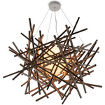 Cura Pendant - Textured White / Raw Walnut