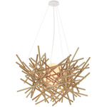 Cura Pendant - Textured White / Raw White Oak