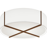Plura Ceiling Flush Light - Dark Stained Walnut / Frosted Polymer