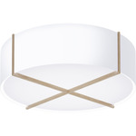 Plura Ceiling Flush Light - White Washed Oak / Gloss White
