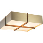Veram Ceiling Flush Light - Walnut / Brushed Brass
