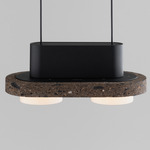 Ambra Double Pendant - Black / Cantera Cafe Stone