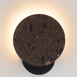 Ambra Round Wall Light - Black / Cantera Cafe Stone