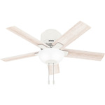 Fitzgerald Flush Ceiling Fan with Light - Matte White / Bleached Alder