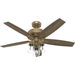 Ananova Smart Ceiling Fan with Light - Burnished Brass / Warm Grey Oak