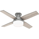 Dempsey Low Profile Ceiling Fan with Light - Matte Silver / Light Gray Oak / Greyed Walnut