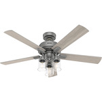 Hartland Ceiling Fan with Light and Remote - Matte Silver / Light Gray Oak