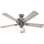 Crestfield Ceiling Fan with Light and Remote - Matte Silver / Light Gray Oak / Warm Grey Oak