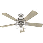 Crestfield Ceiling Fan with Light and Remote - Brushed Nickel / Bleached Grey Pine / Natural Wood